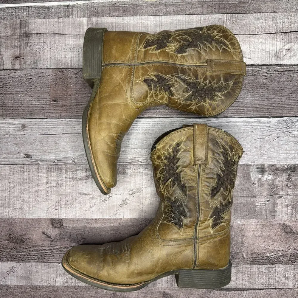 Ariat Boots Brown Leather Western 10031488 Wiggle Room Youth size 3.5